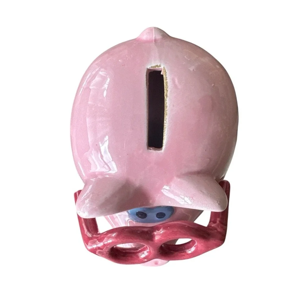Ceramic Coin Bank With Plug Rubber  Pink Pig Wearing‎ Pink Glasses Collector